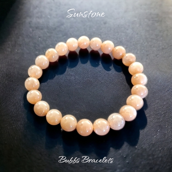 Sunstone Bracelet Rare Natural Stones 8mm Stretches - Picture 3 of 3